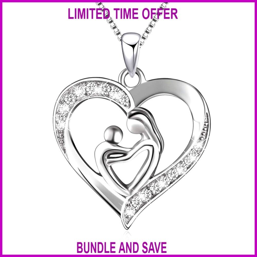Sterling Silver Mother Love Heart Pendant Necklace 18" Chain
